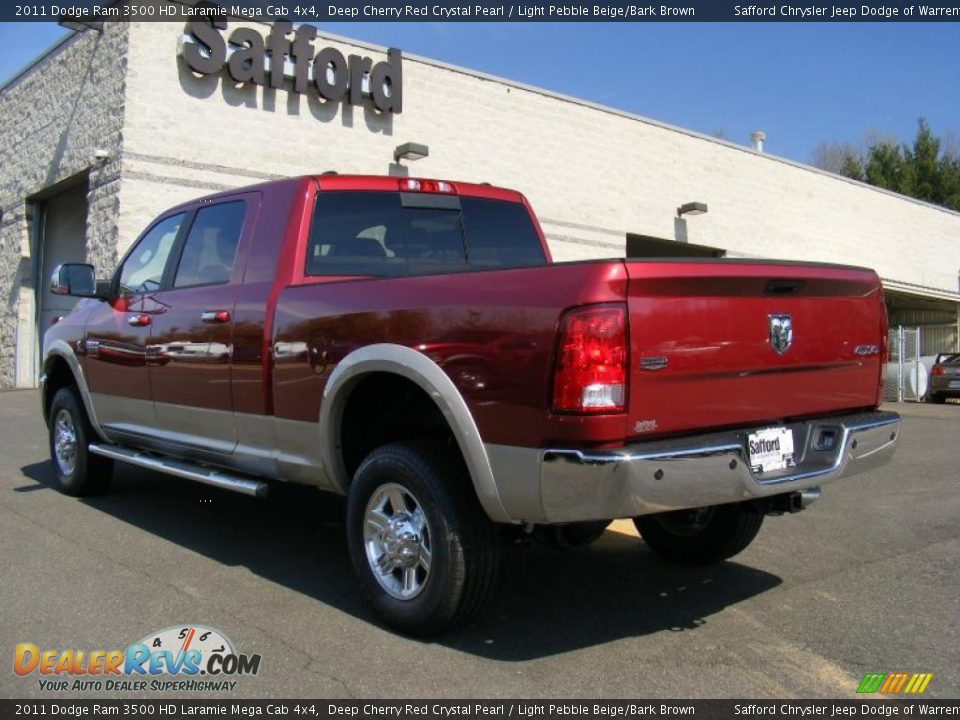 2011 Dodge Ram 3500 HD Laramie Mega Cab 4x4 Deep Cherry Red Crystal Pearl / Light Pebble Beige/Bark Brown Photo #4