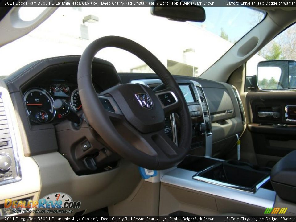 2011 Dodge Ram 3500 HD Laramie Mega Cab 4x4 Deep Cherry Red Crystal Pearl / Light Pebble Beige/Bark Brown Photo #5