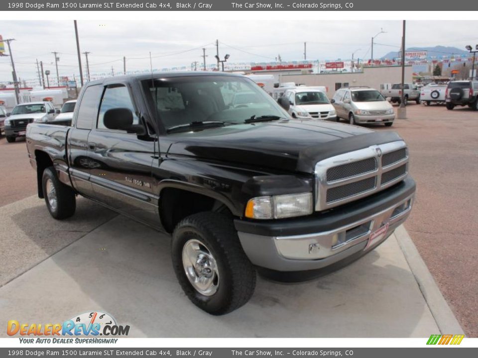 1998 Dodge Ram 1500 Laramie SLT Extended Cab 4x4 Black / Gray Photo #2