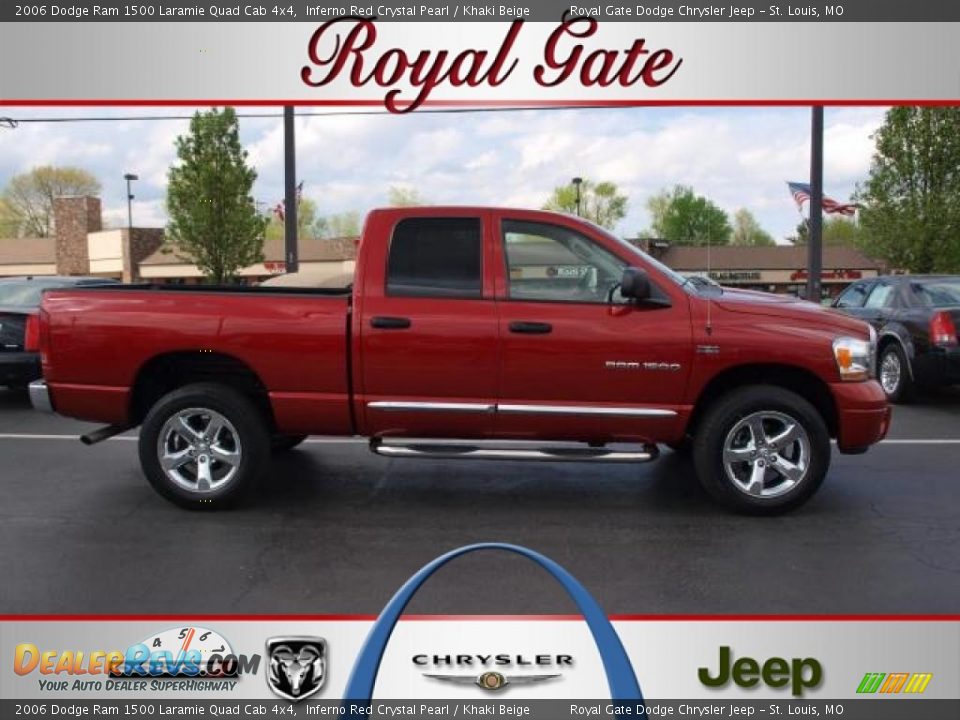 2006 Dodge Ram 1500 Laramie Quad Cab 4x4 Inferno Red Crystal Pearl / Khaki Beige Photo #1