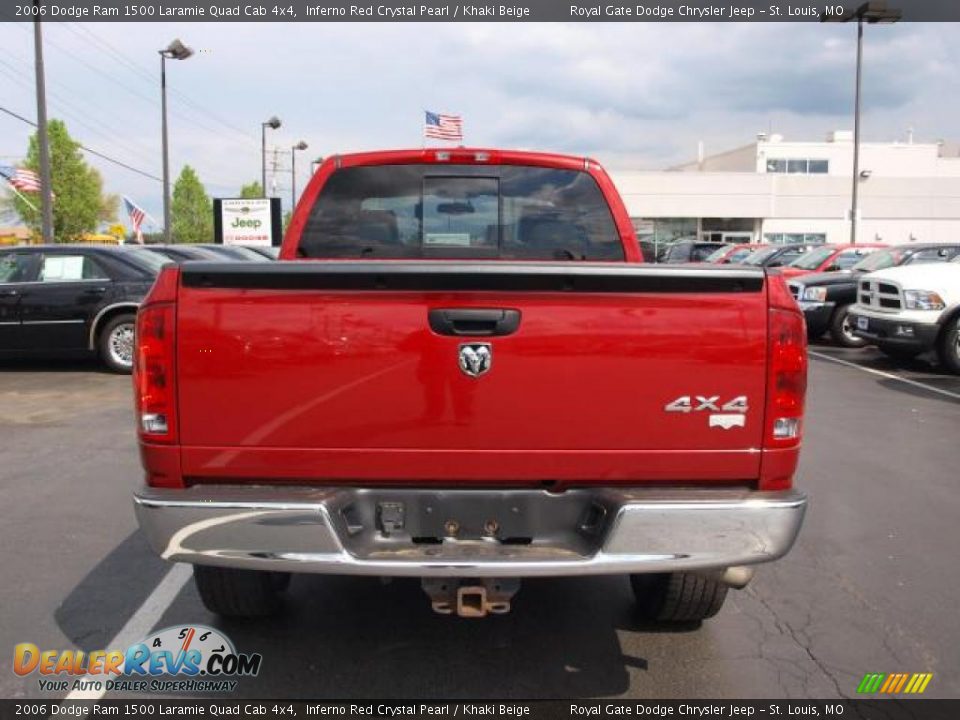 2006 Dodge Ram 1500 Laramie Quad Cab 4x4 Inferno Red Crystal Pearl / Khaki Beige Photo #6