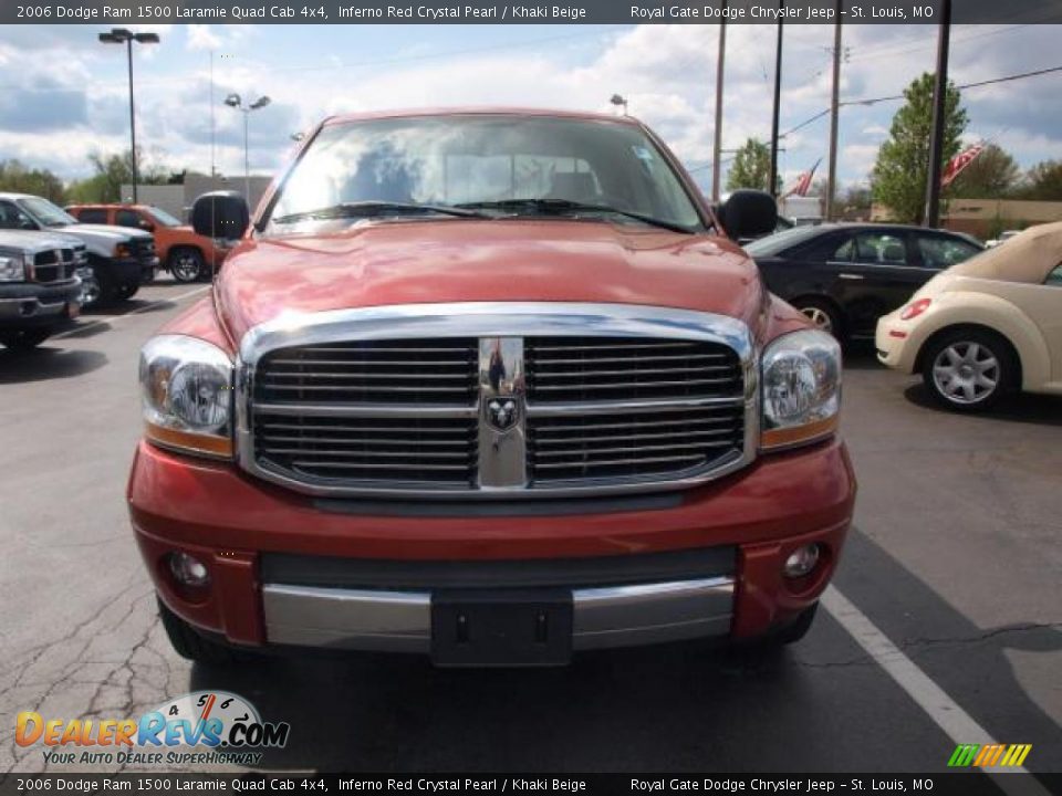 2006 Dodge Ram 1500 Laramie Quad Cab 4x4 Inferno Red Crystal Pearl / Khaki Beige Photo #8