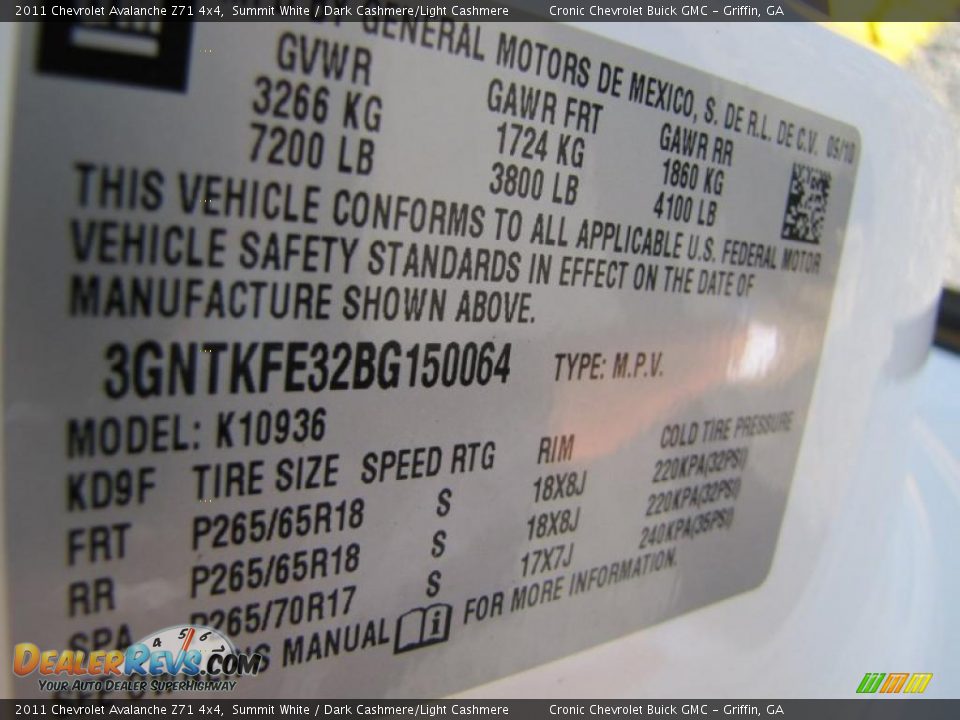 2011 Chevrolet Avalanche Z71 4x4 Summit White / Dark Cashmere/Light Cashmere Photo #20