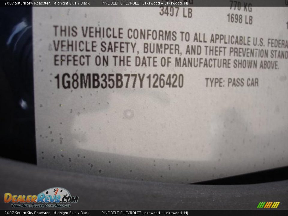 2007 Saturn Sky Roadster Midnight Blue / Black Photo #15