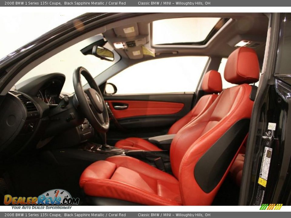 Coral Red Interior 2008 Bmw 1 Series 135i Coupe Photo 6