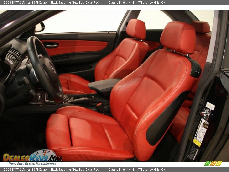 Coral Red Interior 2008 Bmw 1 Series 135i Coupe Photo 7
