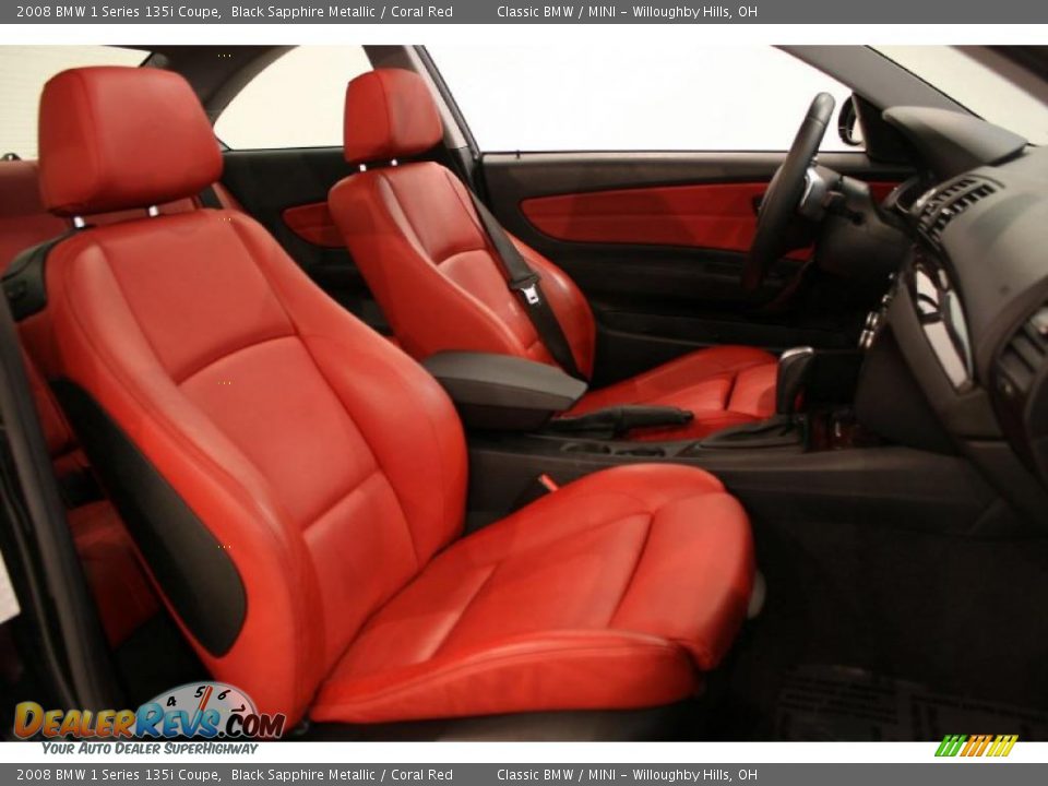 Coral Red Interior - 2008 BMW 1 Series 135i Coupe Photo #13