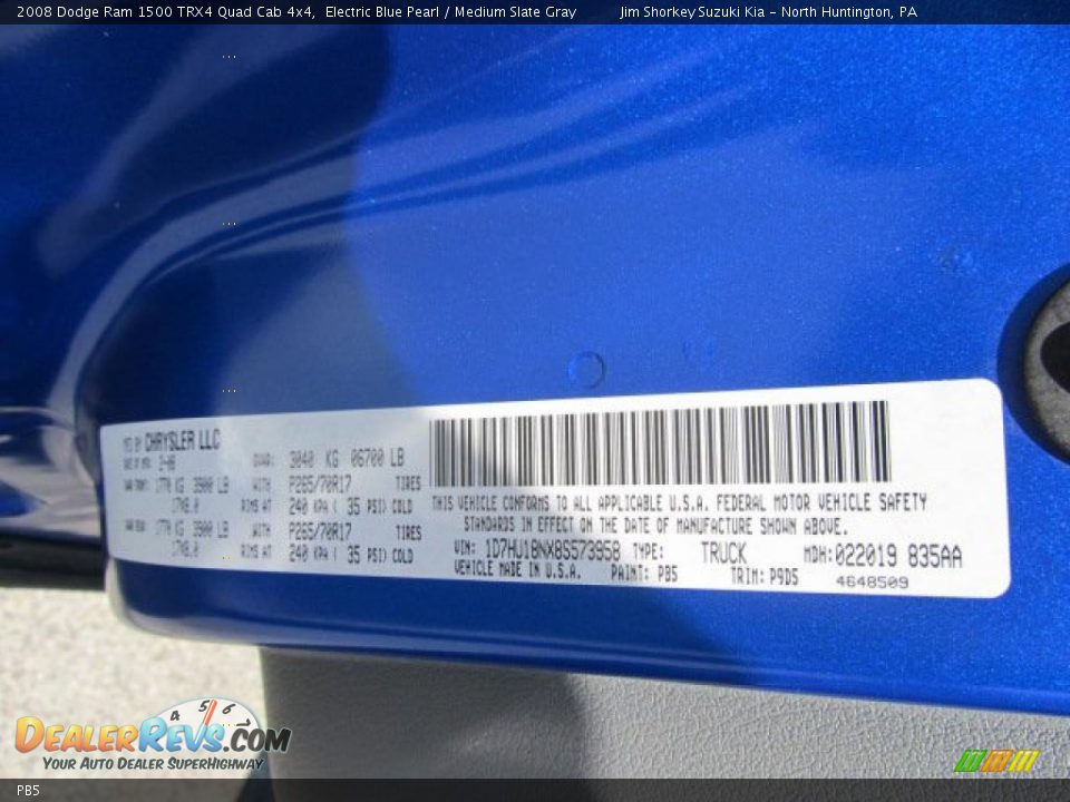 Chrysler electric blue pearl paint code #1