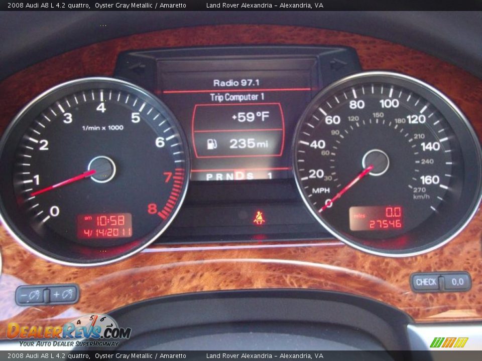 2008 Audi A8 L 4.2 quattro Oyster Gray Metallic / Amaretto Photo #27