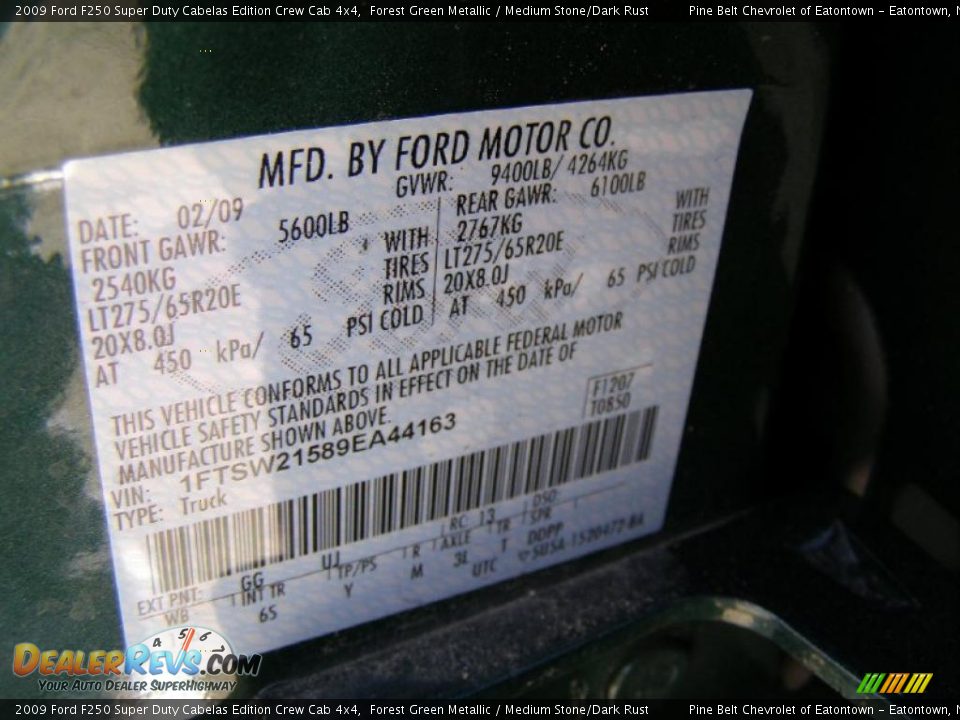2009 Ford F250 Super Duty Cabelas Edition Crew Cab 4x4 Forest Green Metallic / Medium Stone/Dark Rust Photo #13
