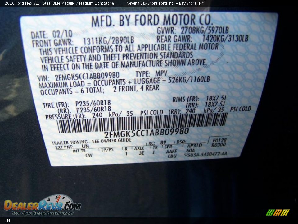 Ford Color Code UN Steel Blue Metallic