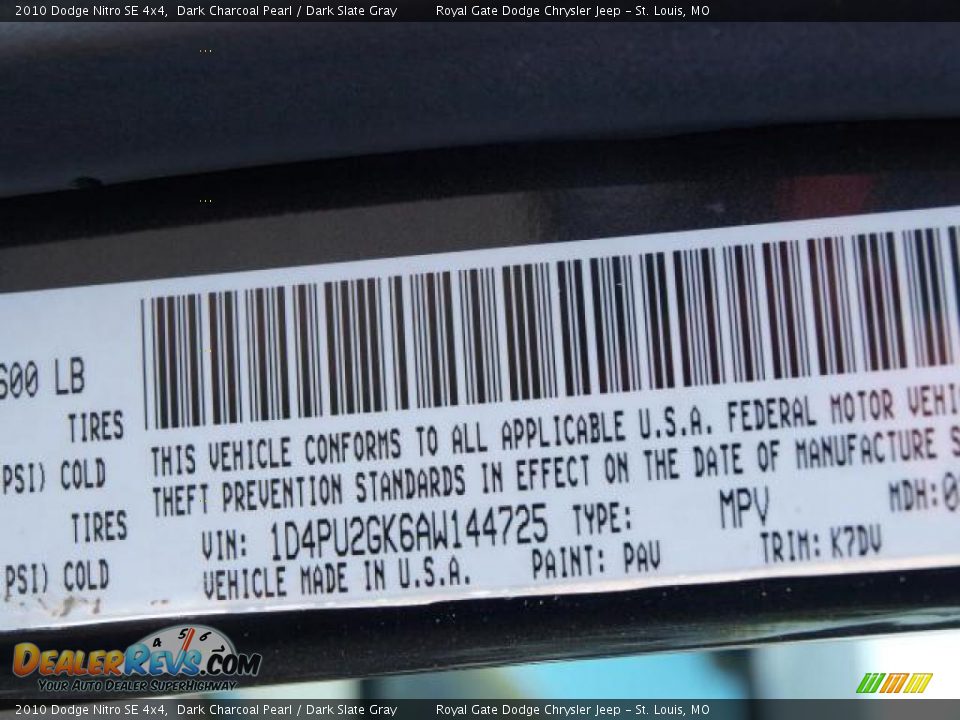 2010 Dodge Nitro SE 4x4 Dark Charcoal Pearl / Dark Slate Gray Photo #17