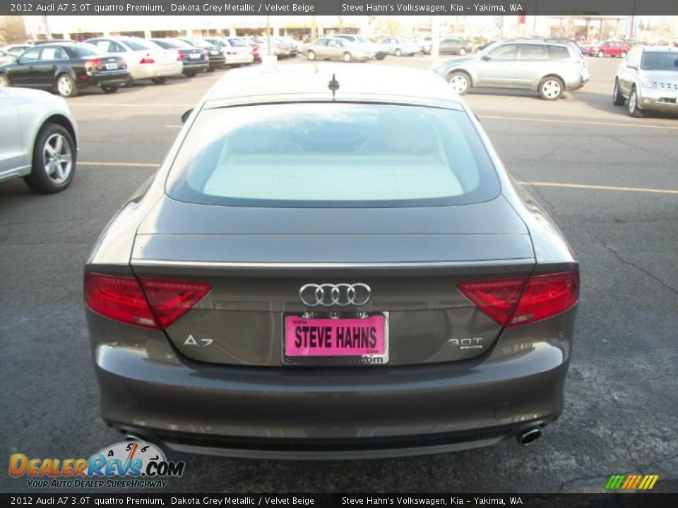 2012 Audi A7 3.0T quattro Premium Dakota Grey Metallic / Velvet Beige Photo #6