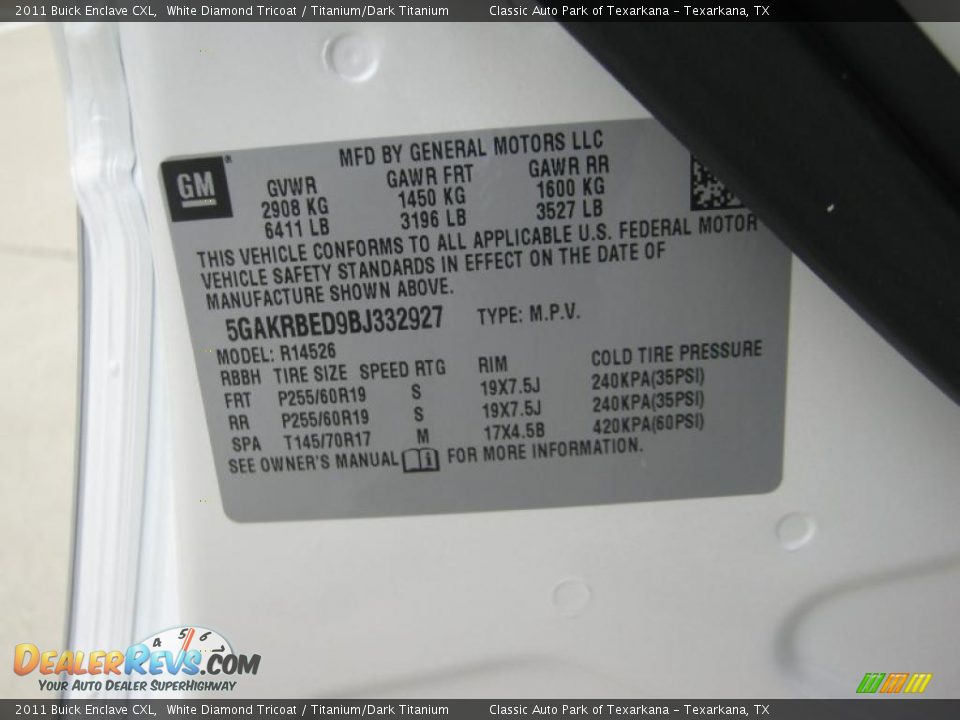 2011 Buick Enclave CXL White Diamond Tricoat / Titanium/Dark Titanium Photo #27
