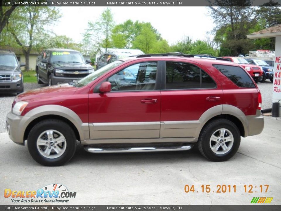 2003 Kia Sorento EX 4WD Ruby Red Metallic / Beige Photo #1