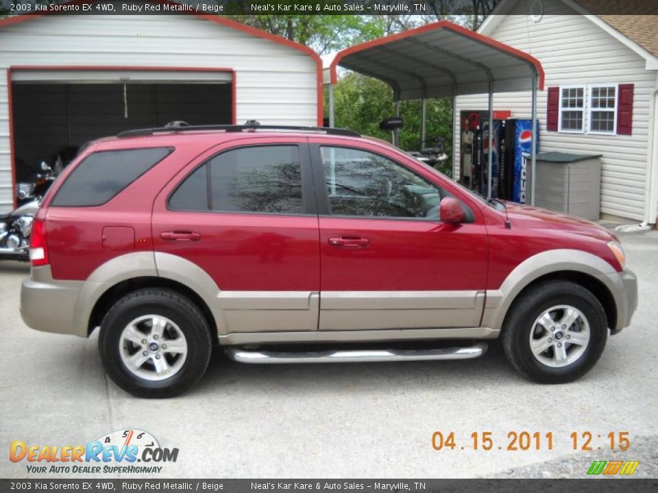 2003 Kia Sorento EX 4WD Ruby Red Metallic / Beige Photo #2