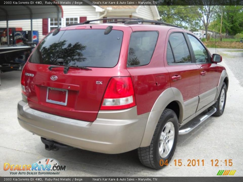 2003 Kia Sorento EX 4WD Ruby Red Metallic / Beige Photo #3