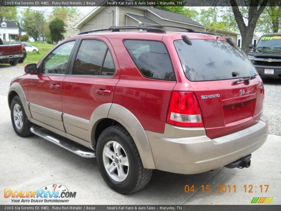 2003 Kia Sorento EX 4WD Ruby Red Metallic / Beige Photo #5