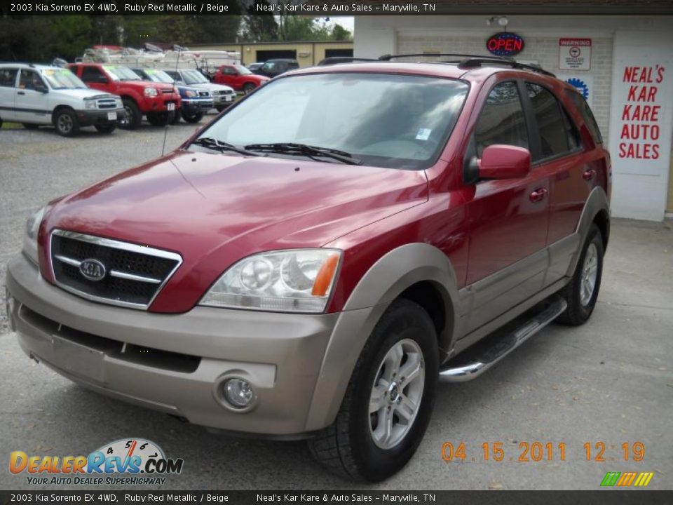 2003 Kia Sorento EX 4WD Ruby Red Metallic / Beige Photo #6