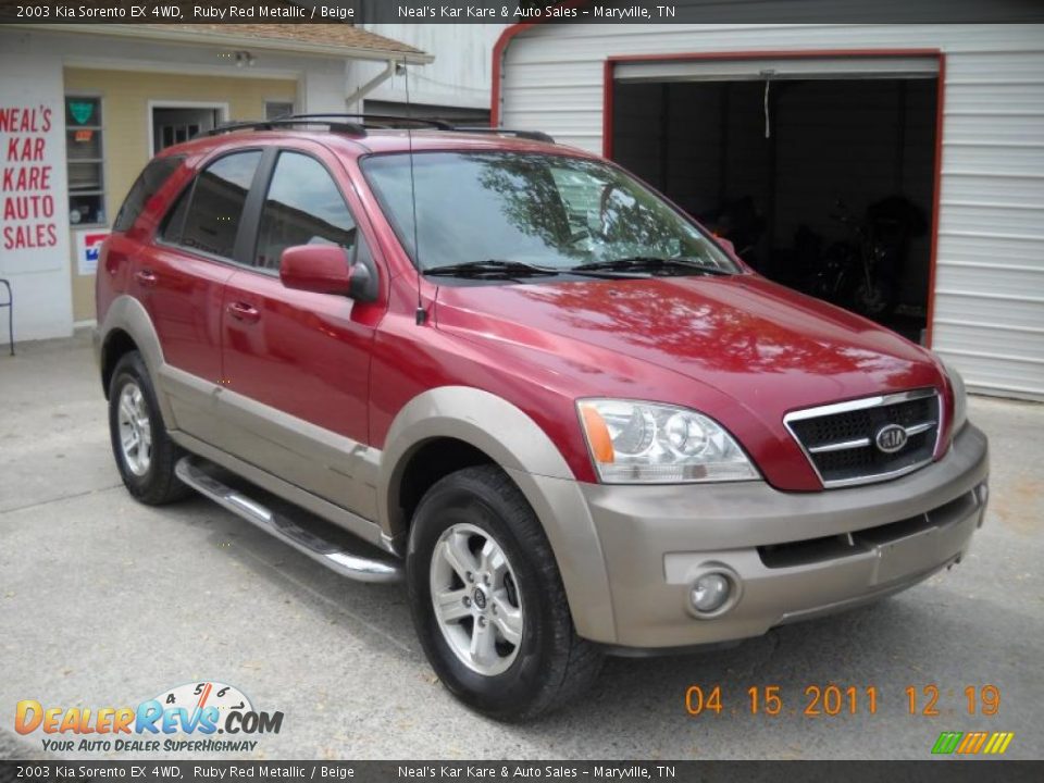2003 Kia Sorento EX 4WD Ruby Red Metallic / Beige Photo #7