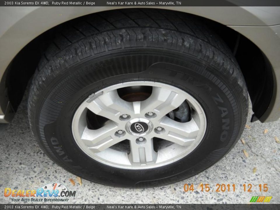 2003 Kia Sorento EX 4WD Ruby Red Metallic / Beige Photo #8