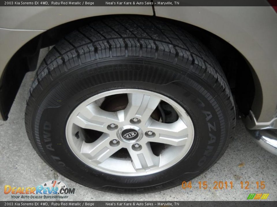 2003 Kia Sorento EX 4WD Ruby Red Metallic / Beige Photo #9