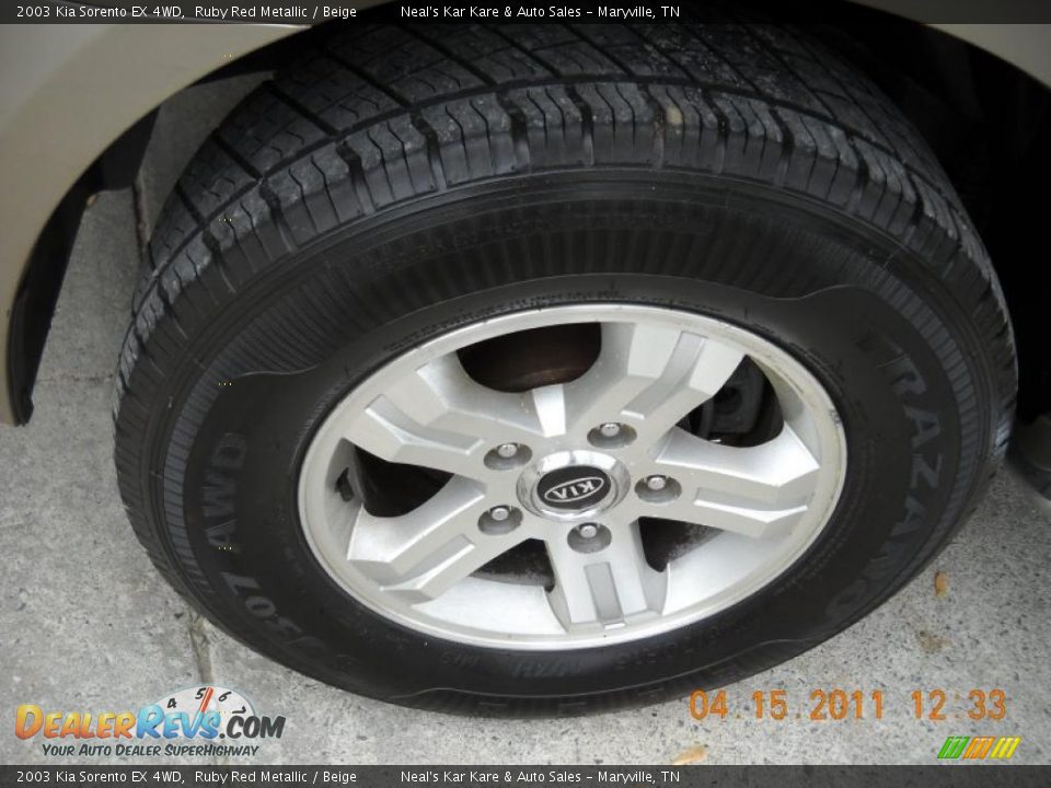 2003 Kia Sorento EX 4WD Ruby Red Metallic / Beige Photo #10