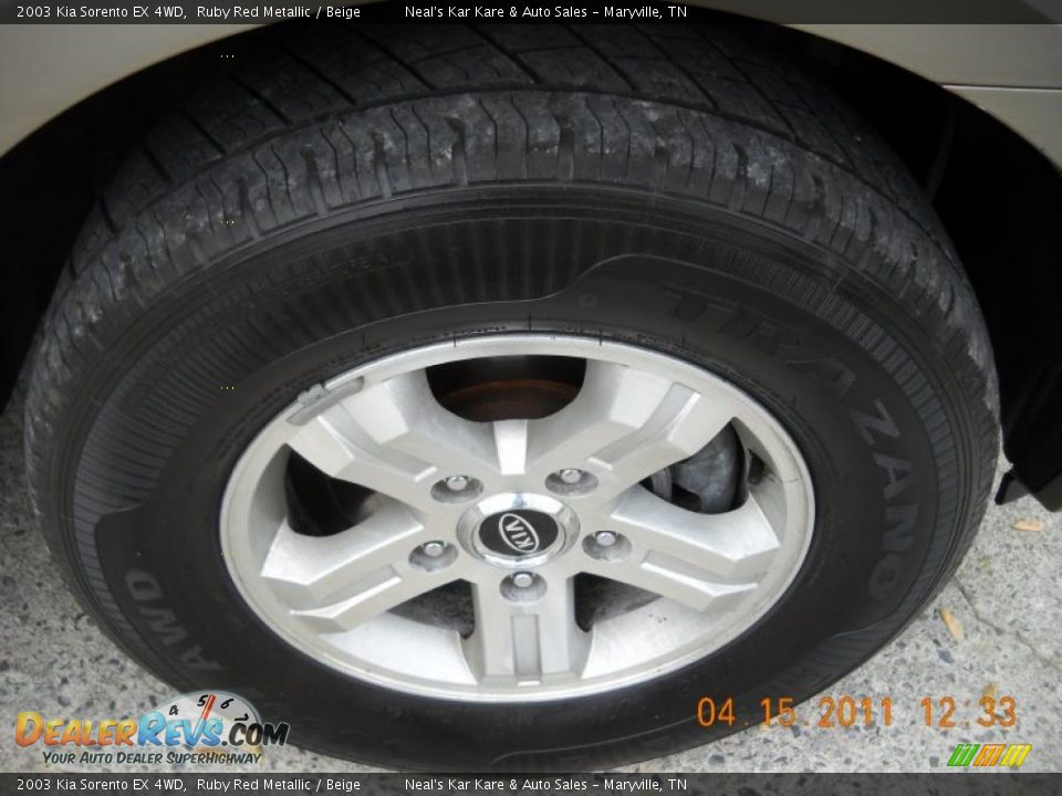 2003 Kia Sorento EX 4WD Ruby Red Metallic / Beige Photo #11