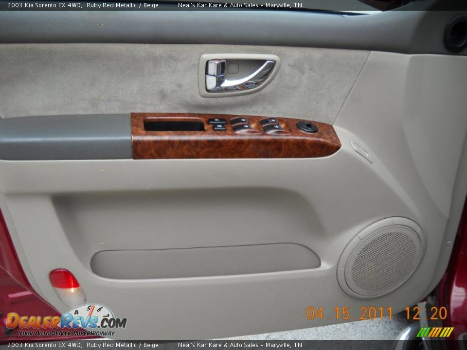 2003 Kia Sorento EX 4WD Ruby Red Metallic / Beige Photo #12