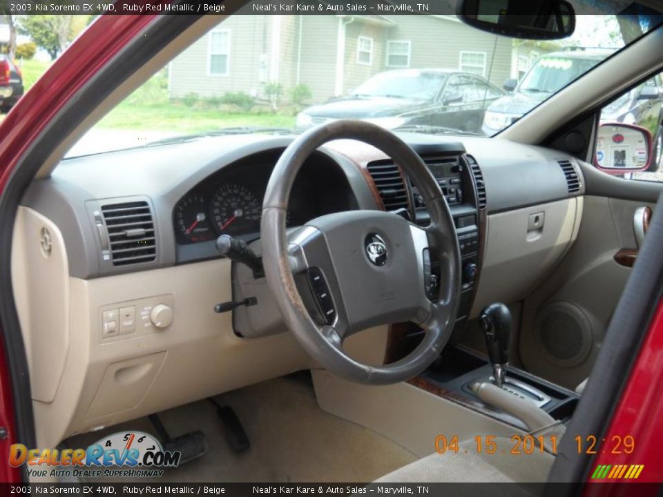 2003 Kia Sorento EX 4WD Ruby Red Metallic / Beige Photo #15