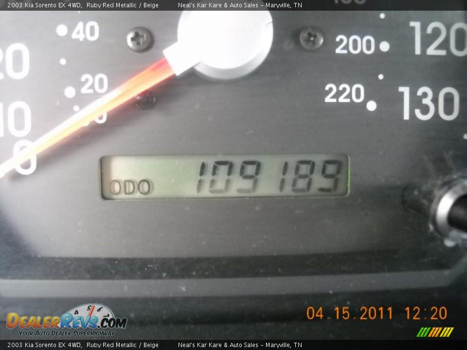 2003 Kia Sorento EX 4WD Ruby Red Metallic / Beige Photo #18