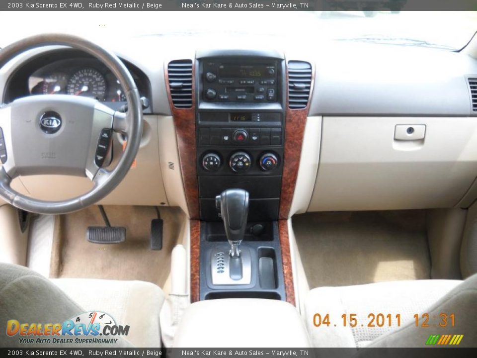 2003 Kia Sorento EX 4WD Ruby Red Metallic / Beige Photo #23