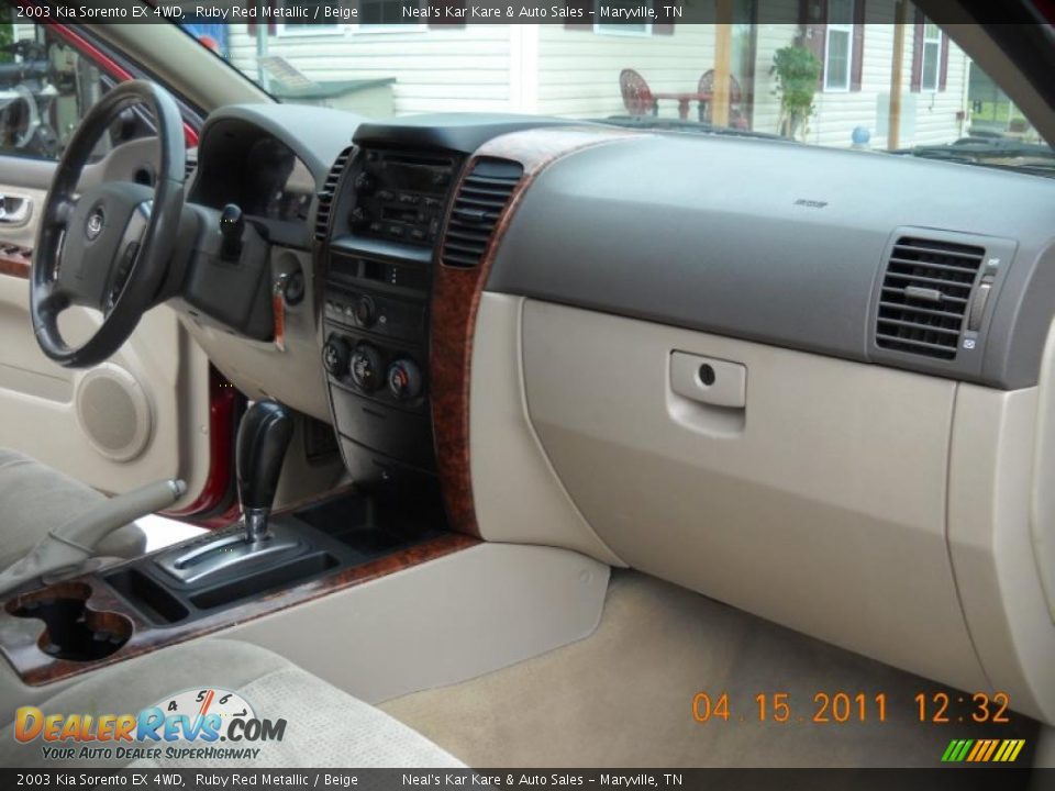 2003 Kia Sorento EX 4WD Ruby Red Metallic / Beige Photo #24