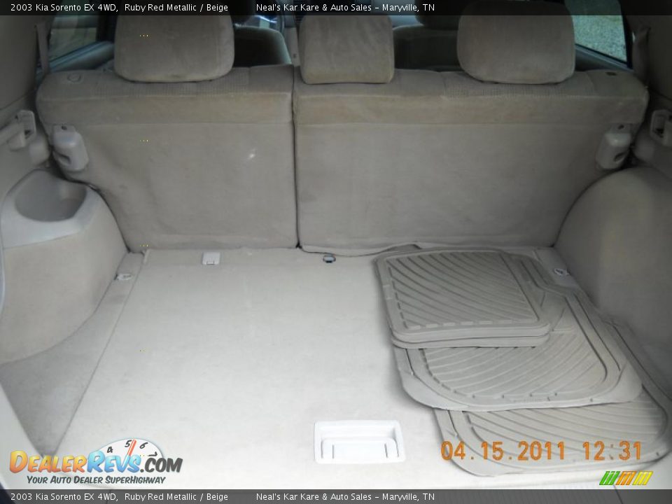 2003 Kia Sorento EX 4WD Ruby Red Metallic / Beige Photo #32