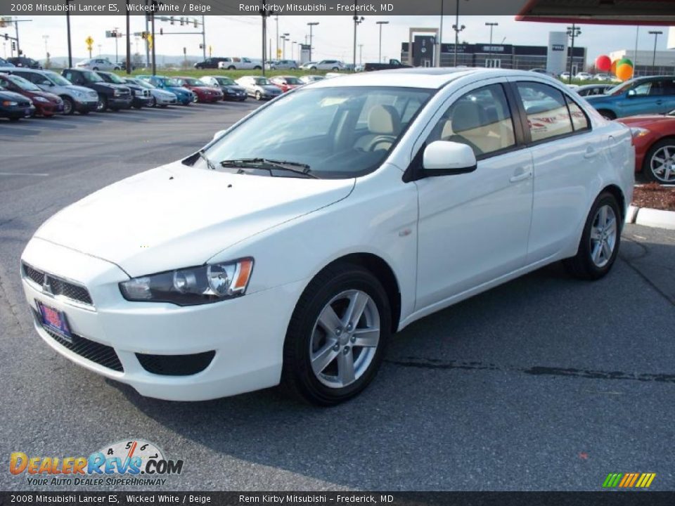 2008 Mitsubishi Lancer ES Wicked White / Beige Photo #1
