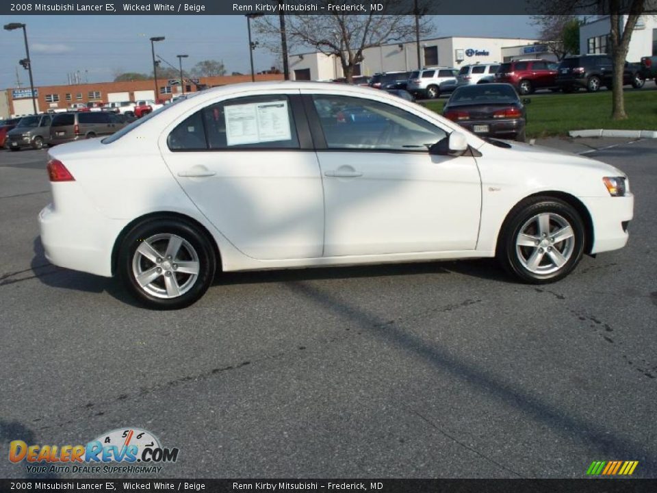 2008 Mitsubishi Lancer ES Wicked White / Beige Photo #6