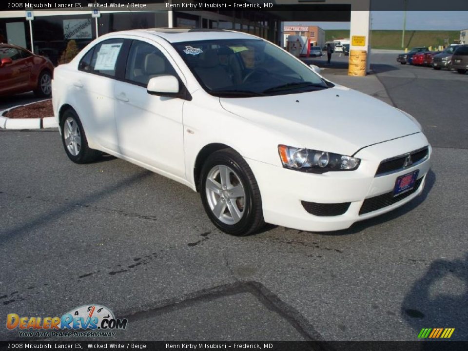 2008 Mitsubishi Lancer ES Wicked White / Beige Photo #7