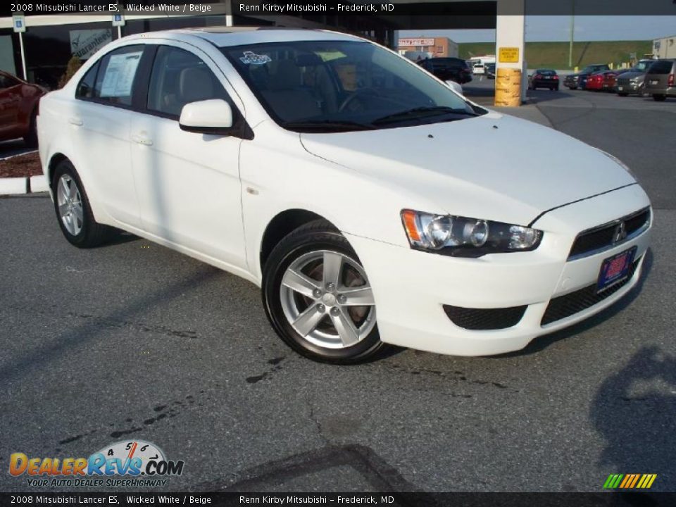 2008 Mitsubishi Lancer ES Wicked White / Beige Photo #29