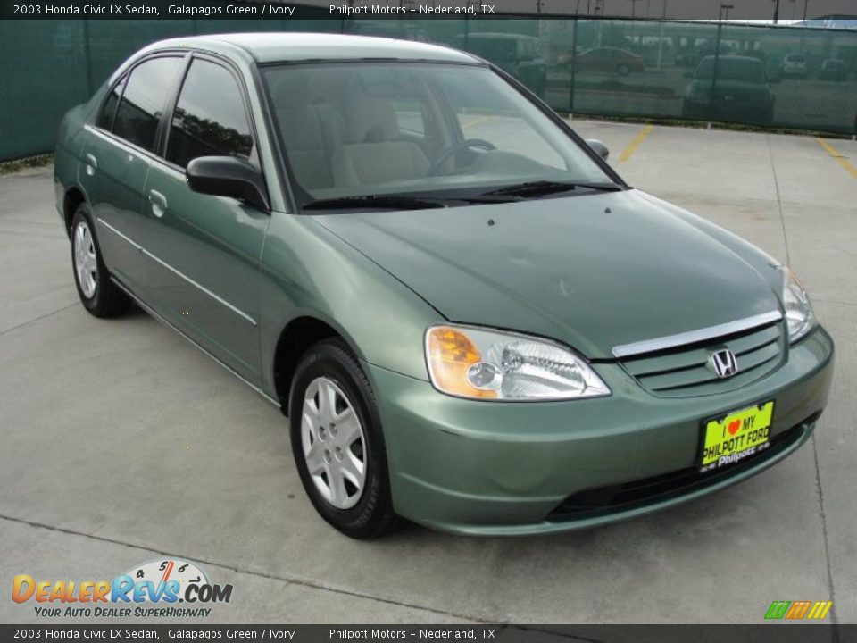 2003 Honda Civic LX Sedan Galapagos Green / Ivory Photo #1