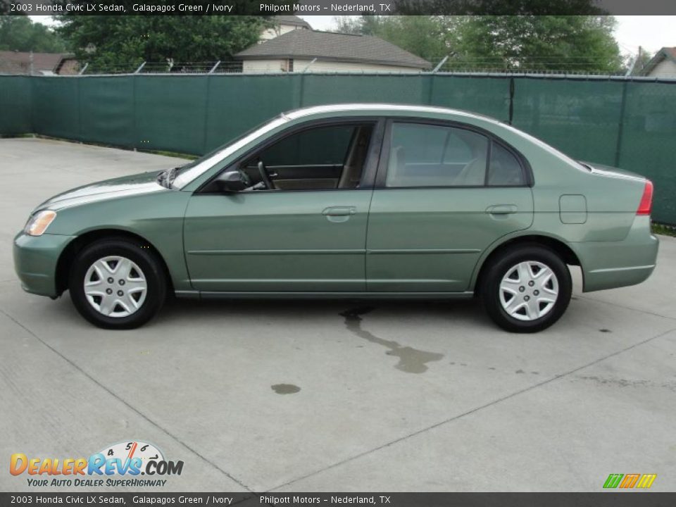 2003 Honda Civic LX Sedan Galapagos Green / Ivory Photo #6