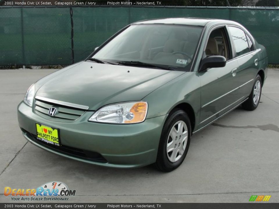 2003 Honda Civic LX Sedan Galapagos Green / Ivory Photo #7