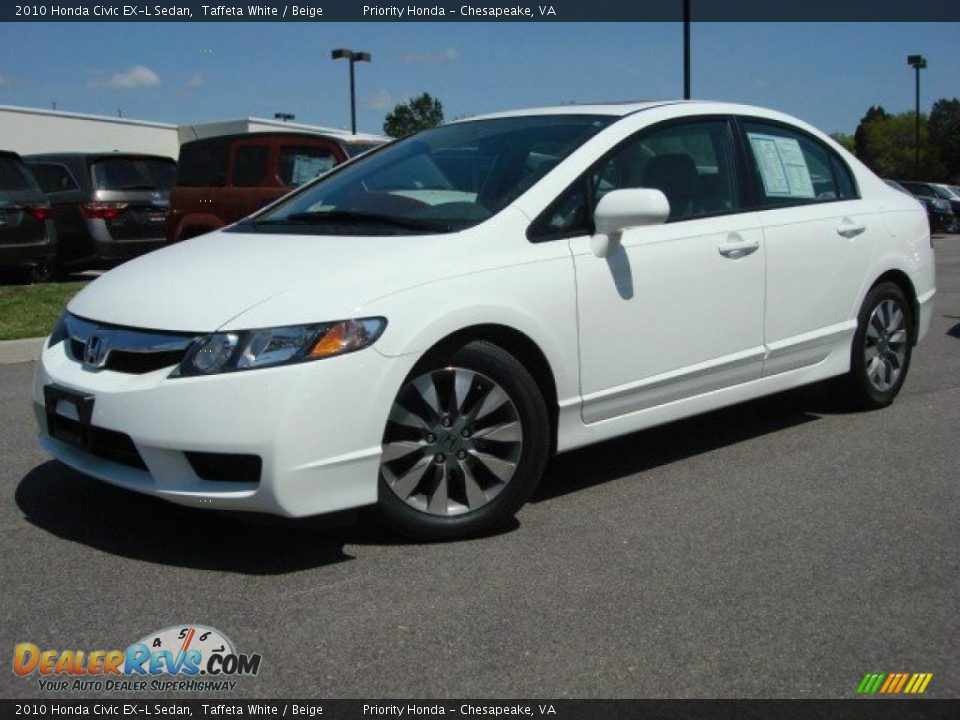2010 Honda Civic EX-L Sedan Taffeta White / Beige Photo #2