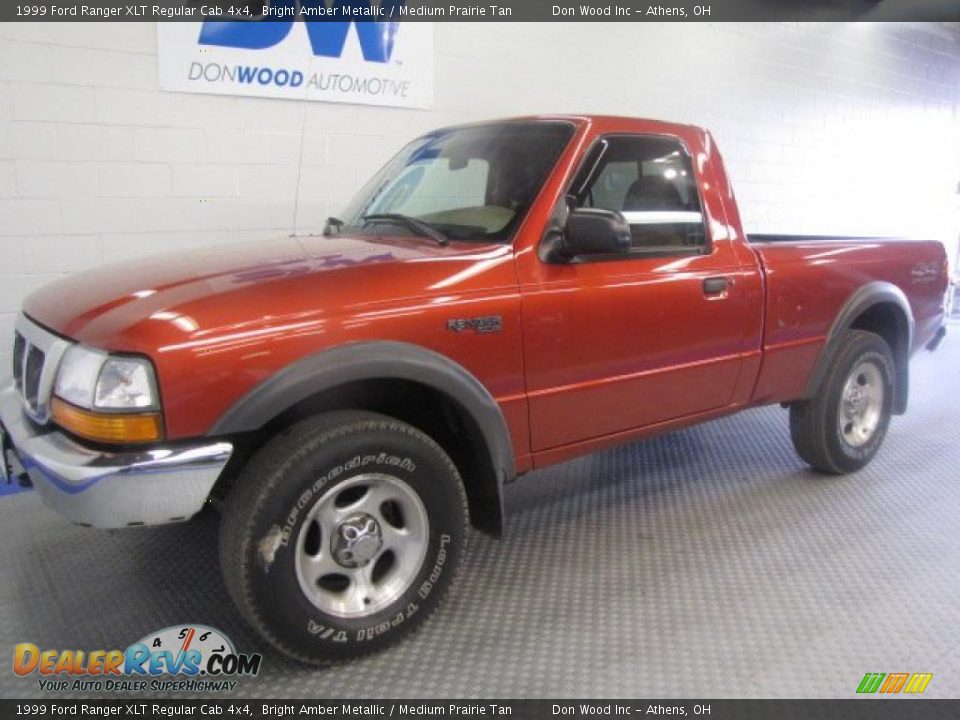 1999 Ford Ranger XLT Regular Cab 4x4 Bright Amber Metallic / Medium Prairie Tan Photo #2