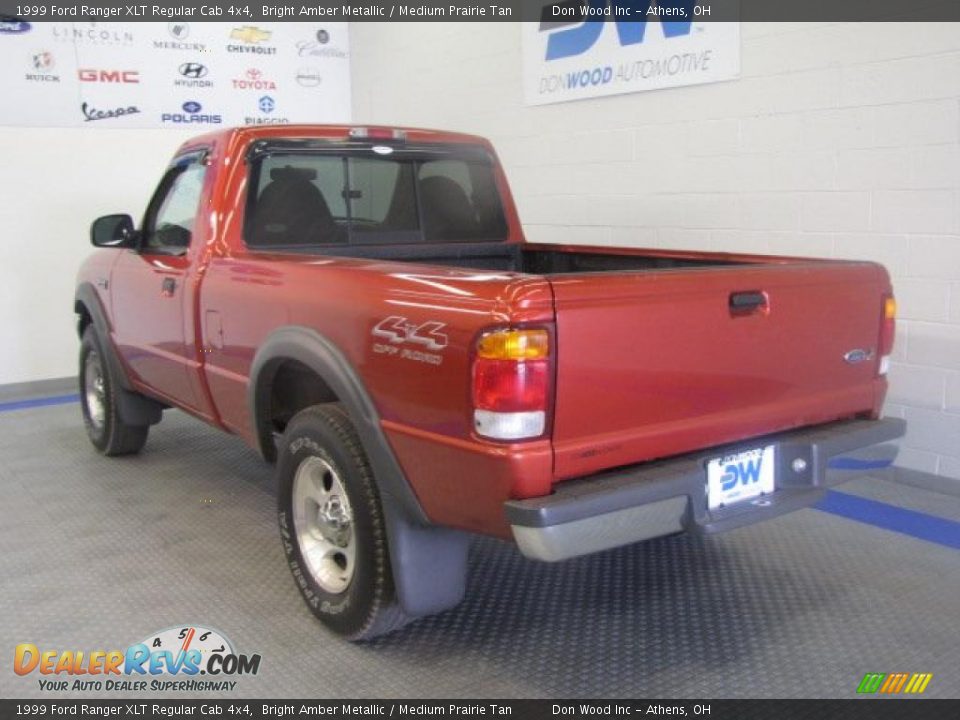 1999 Ford Ranger XLT Regular Cab 4x4 Bright Amber Metallic / Medium Prairie Tan Photo #4