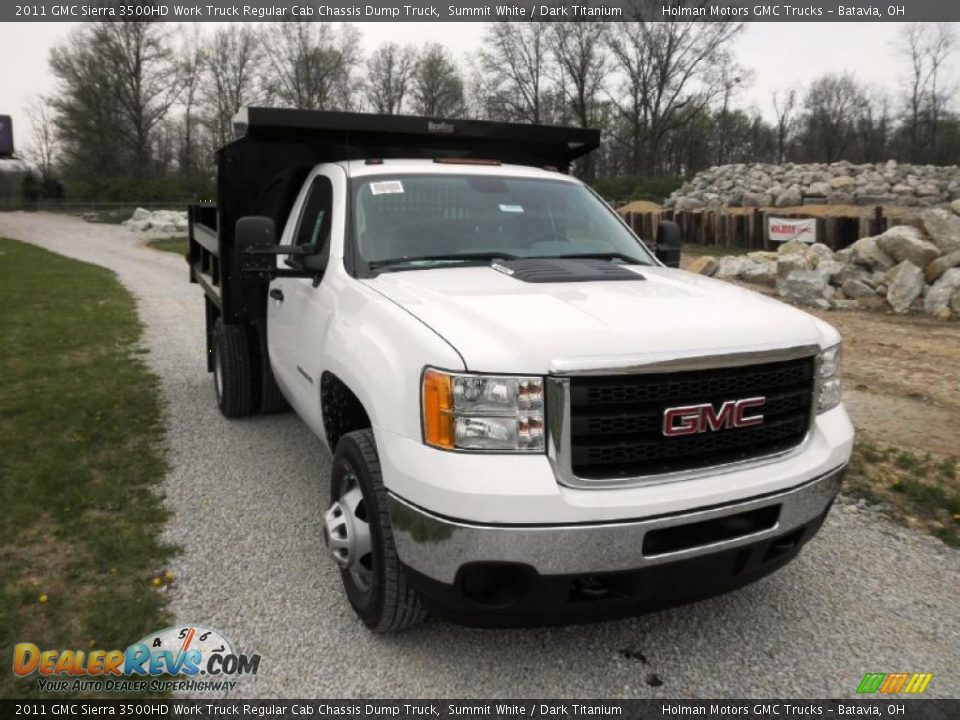 2011 GMC Sierra 3500HD Work Truck Regular Cab Chassis Dump Truck Summit White / Dark Titanium Photo #2