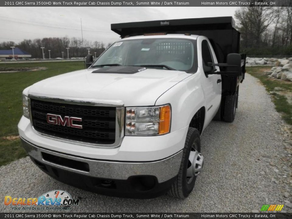 2011 GMC Sierra 3500HD Work Truck Regular Cab Chassis Dump Truck Summit White / Dark Titanium Photo #3