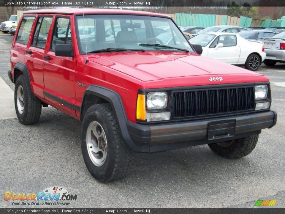 1994 Jeep Cherokee Sport 4x4 Flame Red / Beige Photo #2