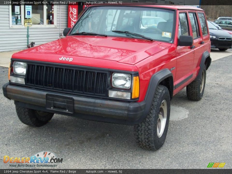 1994 Jeep Cherokee Sport 4x4 Flame Red / Beige Photo #3