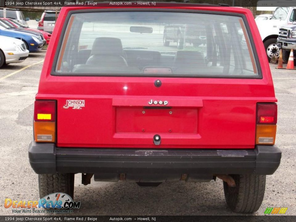 1994 Jeep Cherokee Sport 4x4 Flame Red / Beige Photo #4