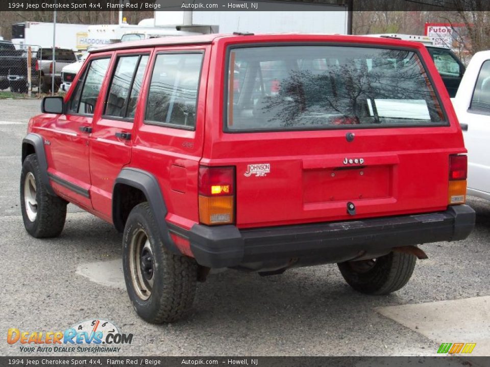 1994 Jeep Cherokee Sport 4x4 Flame Red / Beige Photo #6